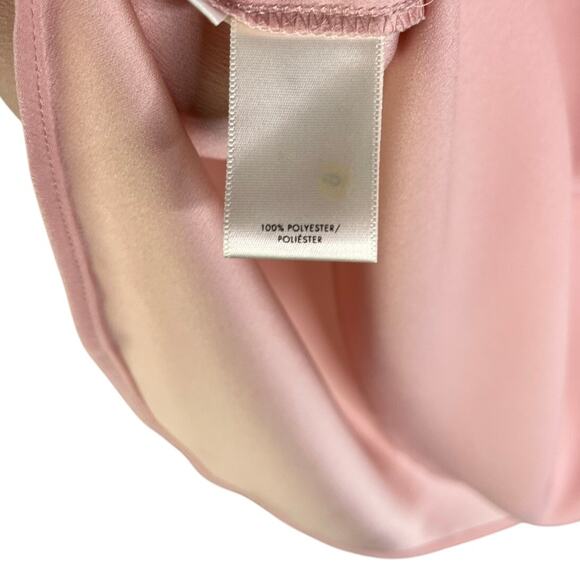 Ann Taylor Blouse Women Medium Pink Puff Ruffled Long Sleeves Classy Classic Top - Picture 8 of 10